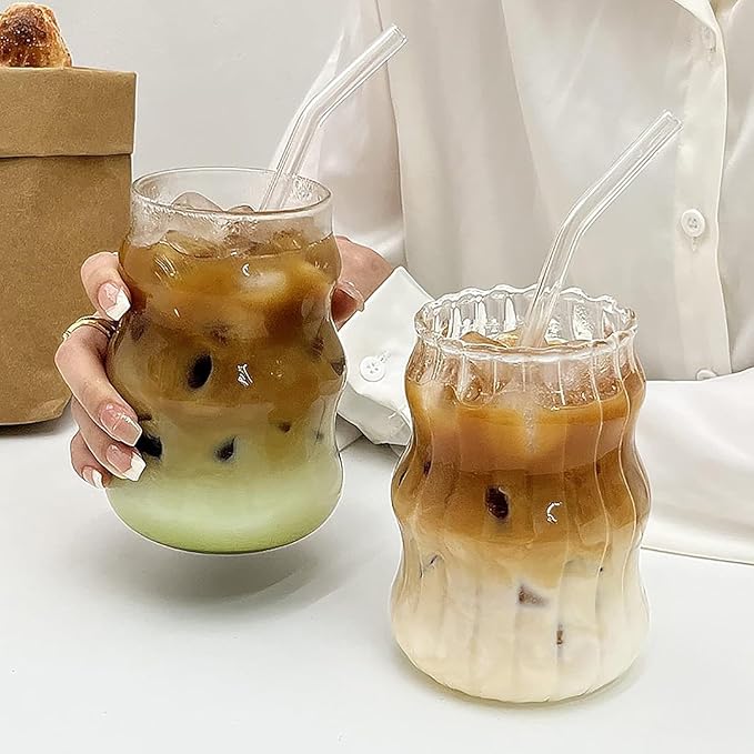 WRINGO Glass Sipper Can, 510 ML, Transparent, Mason Jar Cup with Lid and Straw, Drinking Glasses for Smoothies, Iced Coffee, Boba Tea, Cocktails, Beer, Juice & Milkshakes (Set of 1) (WR-01)
